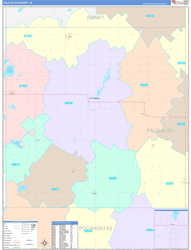 Palo Alto County, IA Wall Map Color Cast Style 2024